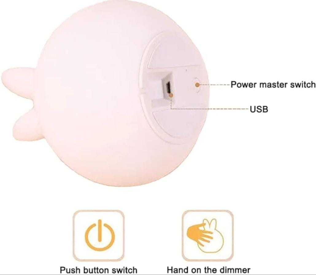 Cute face rabbit LED silicon night lamp