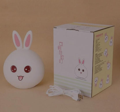 Cute face rabbit LED silicon night lamp