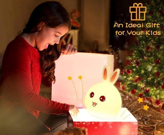Cute face rabbit LED silicon night lamp