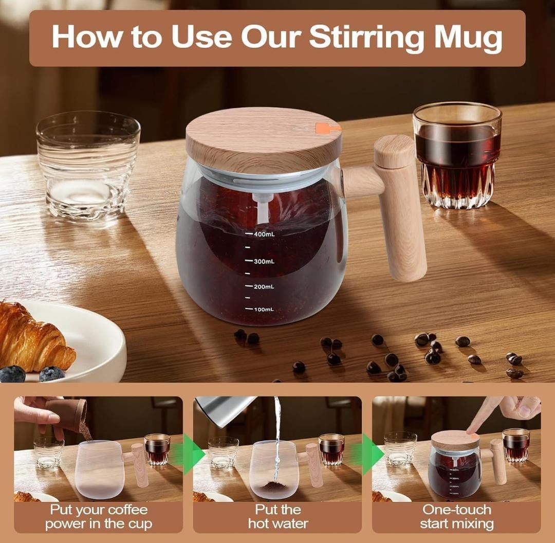 Electric Self Stirring Mug (Lid) | Electric Coffee Frother & Stirrer